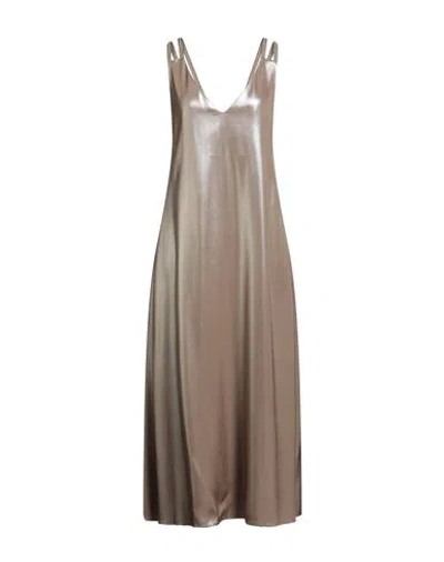 Peserico Woman Maxi Dress Platinum Size 6 Viscose In Brown