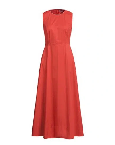 Peserico Woman Maxi Dress Tomato Red Size 6 Cotton, Elastane