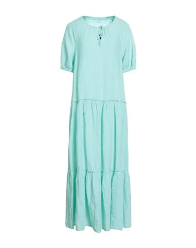 Peserico Woman Maxi Dress Turquoise Size 4 Linen In Blue