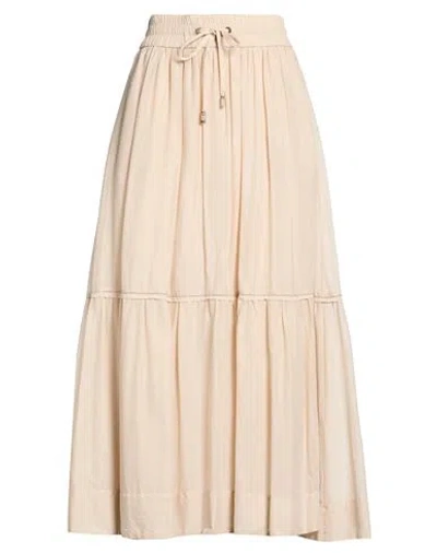 Peserico Woman Maxi Skirt Beige Size 6 Cotton
