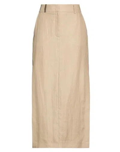 Peserico Woman Maxi Skirt Beige Size 6 Linen In Brown