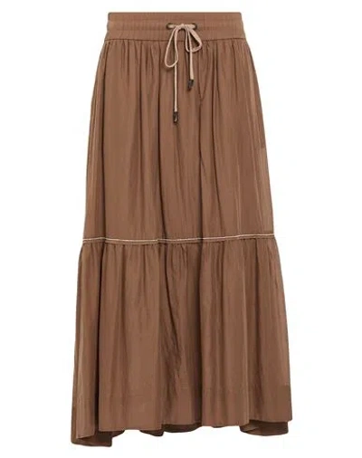 Peserico Woman Maxi Skirt Brown Size 10 Cotton In Multi