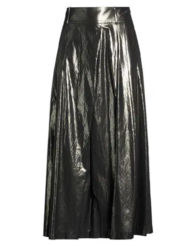 Peserico Woman Maxi Skirt Gunmetal Size 12 Cotton, Polyester In Black