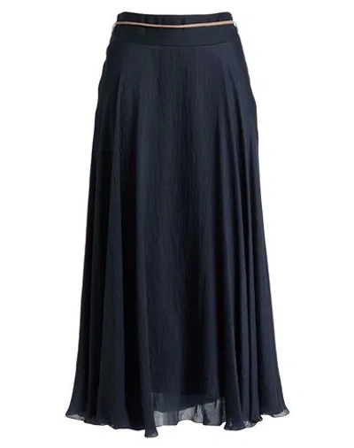 Peserico Woman Maxi Skirt Midnight Blue Size 8 Lyocell, Nylon