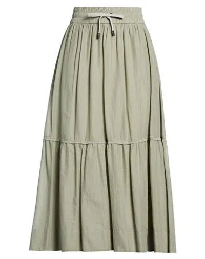 Peserico Woman Maxi Skirt Sage Green Size 8 Cotton