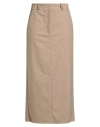 Peserico Woman Maxi Skirt Sand Size 6 Wool, Polyester, Viscose, Polyamide, Elastane In Brown