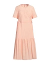 Peserico Woman Midi Dress Apricot Size 6 Cotton, Polyester In Orange