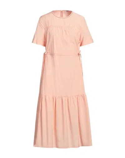 Peserico Woman Midi Dress Apricot Size 6 Cotton, Polyester In Orange