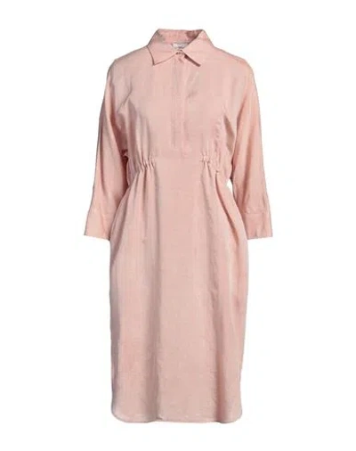 Peserico Easy Woman Midi Dress Apricot Size 6 Viscose, Linen In Orange