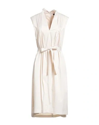Peserico Woman Midi Dress Beige Size 10 Cotton, Elastane In Neutral