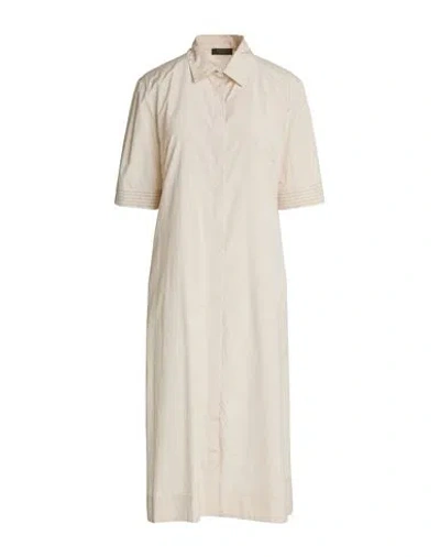 Peserico Woman Midi Dress Beige Size 10 Cotton, Polyester In Multi