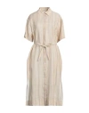 Peserico Woman Midi Dress Beige Size 10 Linen In Beige