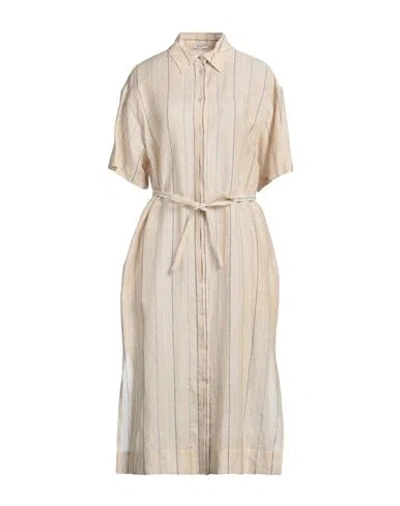 Peserico Woman Midi Dress Beige Size 10 Linen