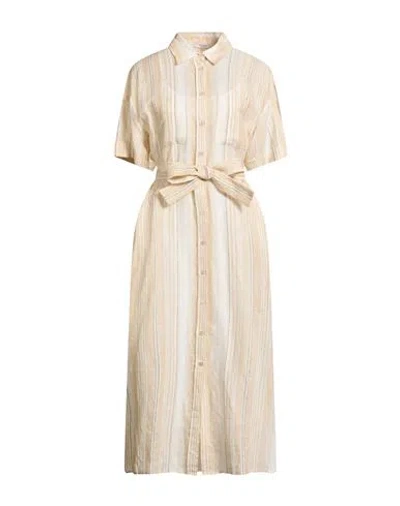 Peserico Woman Midi Dress Beige Size 10 Linen, Cotton In Sand