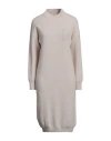 Peserico Woman Midi Dress Beige Size 14 Virgin Wool, Silk, Cashmere, Metallic Fiber In Beige