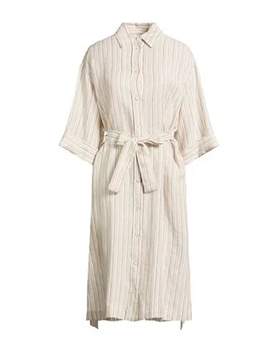 Peserico Woman Midi Dress Beige Size 16 Linen In Neutral