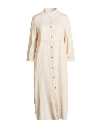 Peserico Woman Midi Dress Beige Size 2 Ramie, Silk, Cotton In Neutral