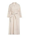 Peserico Woman Midi Dress Beige Size 6 Cotton, Elastane In Neutral
