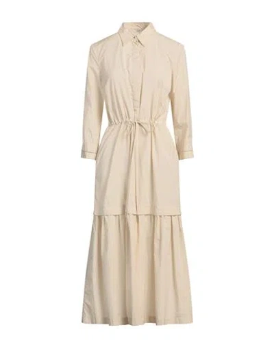 Peserico Woman Midi Dress Beige Size 6 Cotton, Polyester In Neutral