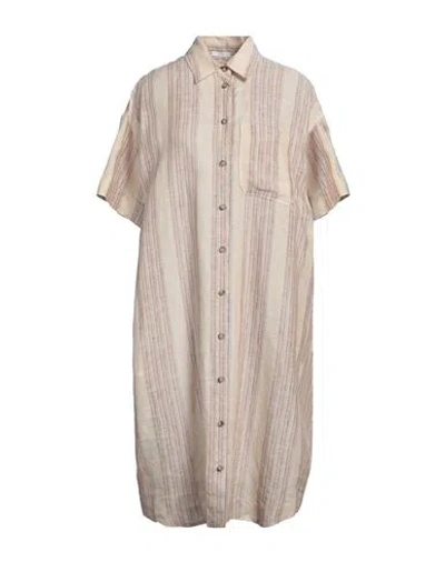 Peserico Woman Midi Dress Beige Size 6 Linen