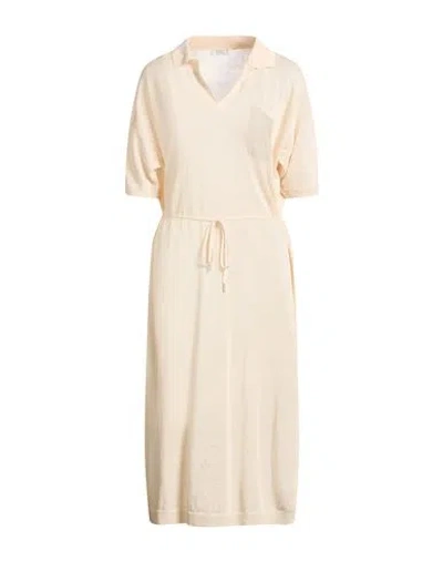 Peserico Woman Midi Dress Beige Size 6 Linen, Cotton In Neutral