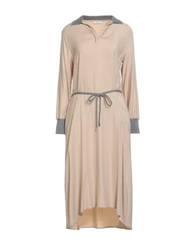 Peserico Woman Midi Dress Beige Size 6 Viscose, Wool, Elastane, Merino Wool In Neutral