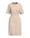 Peserico Woman Midi Dress Beige Size 14 Cotton, Elastane In Beige