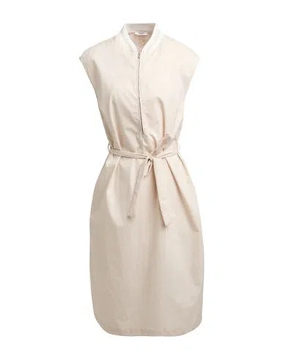 Peserico Woman Midi Dress Beige Size 8 Cotton, Polyamide, Polyester In Neutral
