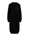 Peserico Woman Midi Dress Black Size 10 Virgin Wool, Silk, Cashmere, Metallic Fiber
