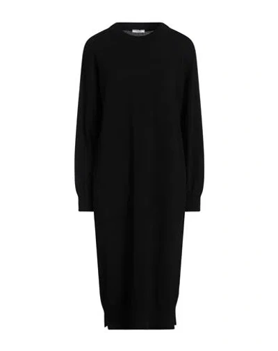 Peserico Woman Midi Dress Black Size 8 Virgin Wool, Silk, Cashmere, Metallic Fiber