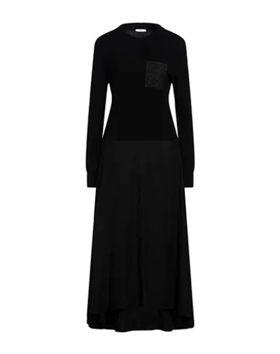 Peserico Woman Midi Dress Black Size 10 Metallic Fiber, Viscose, Wool, Elastane, Virgin Wool