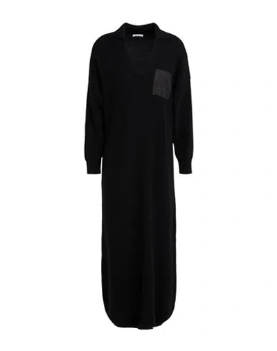 Peserico Woman Midi Dress Black Size 8 Virgin Wool, Silk, Cashmere In Black