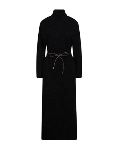 Peserico Woman Midi Dress Black Size 2 Virgin Wool, Silk, Viscose, Cashmere, Polyester