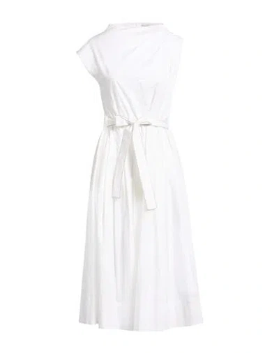 Peserico Woman Midi Dress Black Size 6 Cotton, Elastane In White