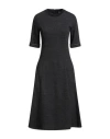 Peserico Woman Midi Dress Black Size 6 Virgin Wool, Cotton, Nylon In Black
