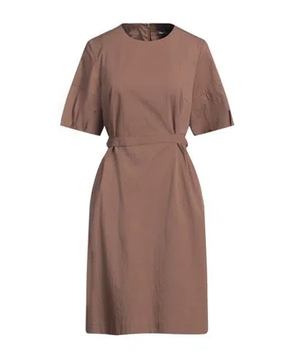 Peserico Woman Midi Dress Brown Size 12 Cotton, Elastane