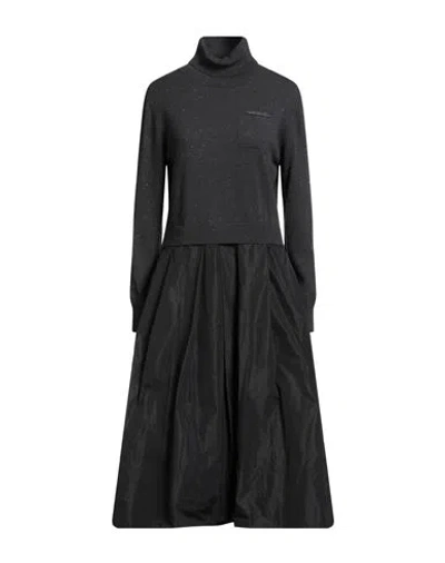 Peserico Woman Midi Dress Charcoal Size 10 Virgin Wool, Silk, Viscose, Cashmere, Polyester In Black