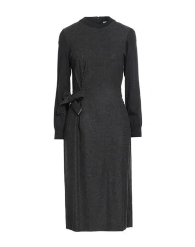Peserico Woman Midi Dress Charcoal Size 12 Viscose, Wool, Merino Wool In Black