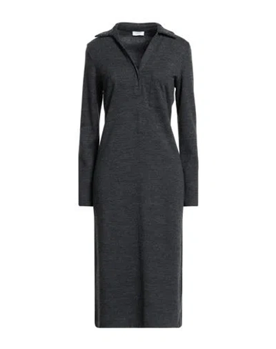 Peserico Woman Midi Dress Charcoal Size 6 Virgin Wool, Cotton, Polyamide In Black