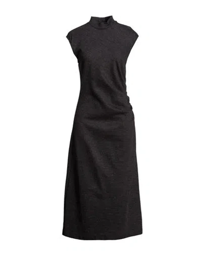 Peserico Woman Midi Dress Charcoal Size 8 Virgin Wool, Cotton, Polyamide In Black