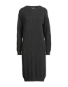 Peserico Woman Midi Dress Charcoal Size 8 Virgin Wool, Silk, Viscose, Cashmere, Polyester In Black