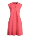Peserico Woman Midi Dress Coral Size 10 Cotton, Elastane In Red
