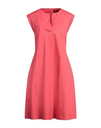 Peserico Woman Midi Dress Coral Size 10 Cotton, Elastane In Red