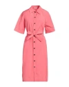 Peserico Woman Midi Dress Coral Size 14 Cotton, Polyester In Red