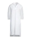 Peserico Woman Midi Dress Cream Size 10 Cotton, Elastane, Silk In White