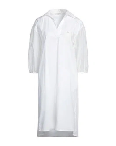 Peserico Woman Midi Dress Cream Size 10 Cotton, Elastane, Silk In White