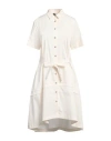 Peserico Woman Midi Dress Cream Size 14 Cotton, Elastane In White