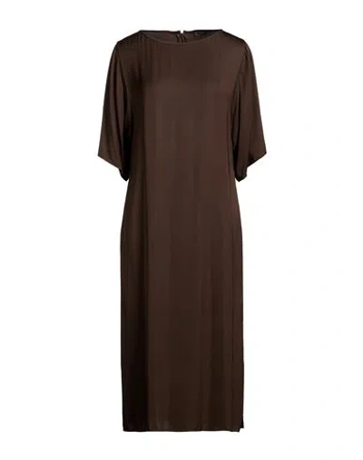 Peserico Woman Midi Dress Dark Brown Size 10 Viscose