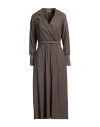 Peserico Woman Midi Dress Dark Brown Size 6 Viscose, Wool, Elastane, Virgin Wool In Brown
