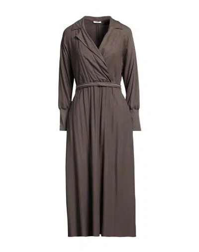 Peserico Woman Midi Dress Dark Brown Size 6 Viscose, Wool, Elastane, Virgin Wool